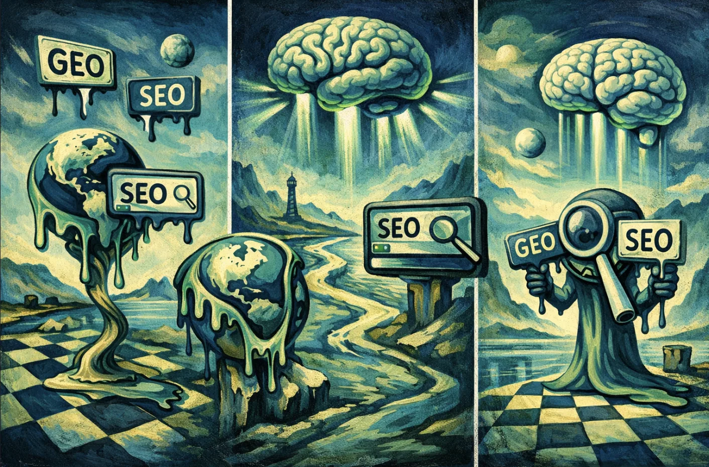 GEO versus SEO in AI search illustration